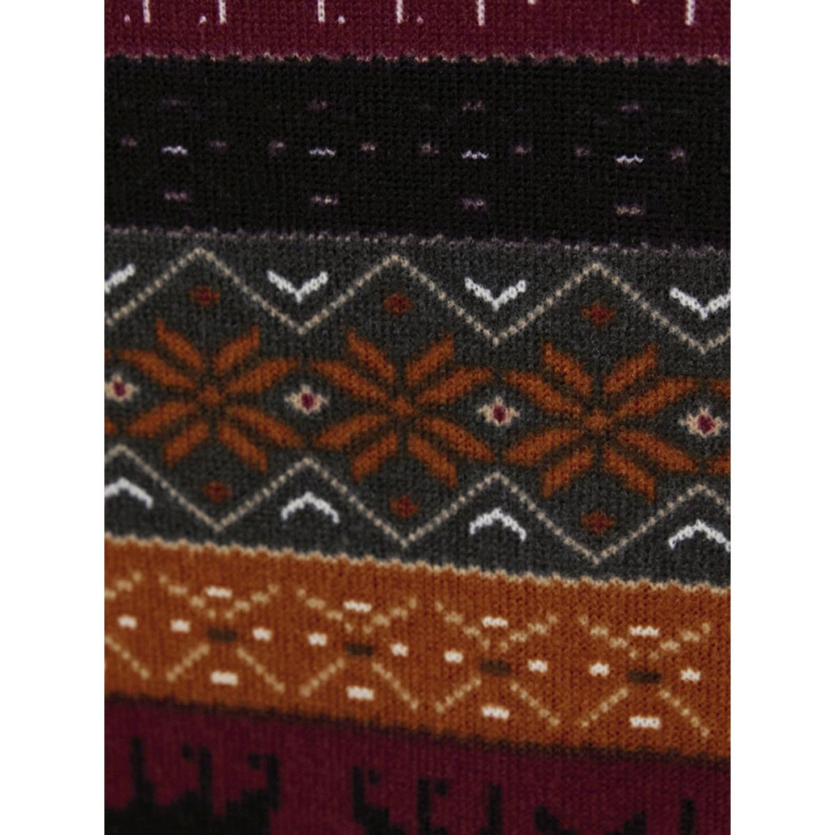 Plus Size Snowflake & Elk Print Pajama Set Women Multicolor Graphic-Christmas Printed Long Sleeve Round Neck Casual Loungewear Sets BloomChic 12/L Product Image