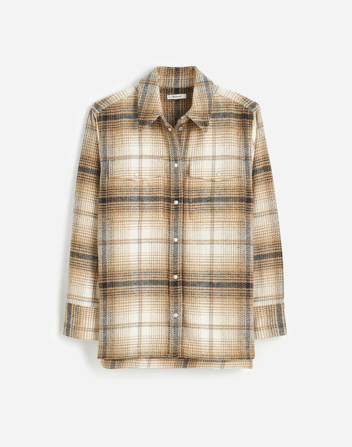 Flannel Button-Up Shirt-Jacket in Plaid Product Image