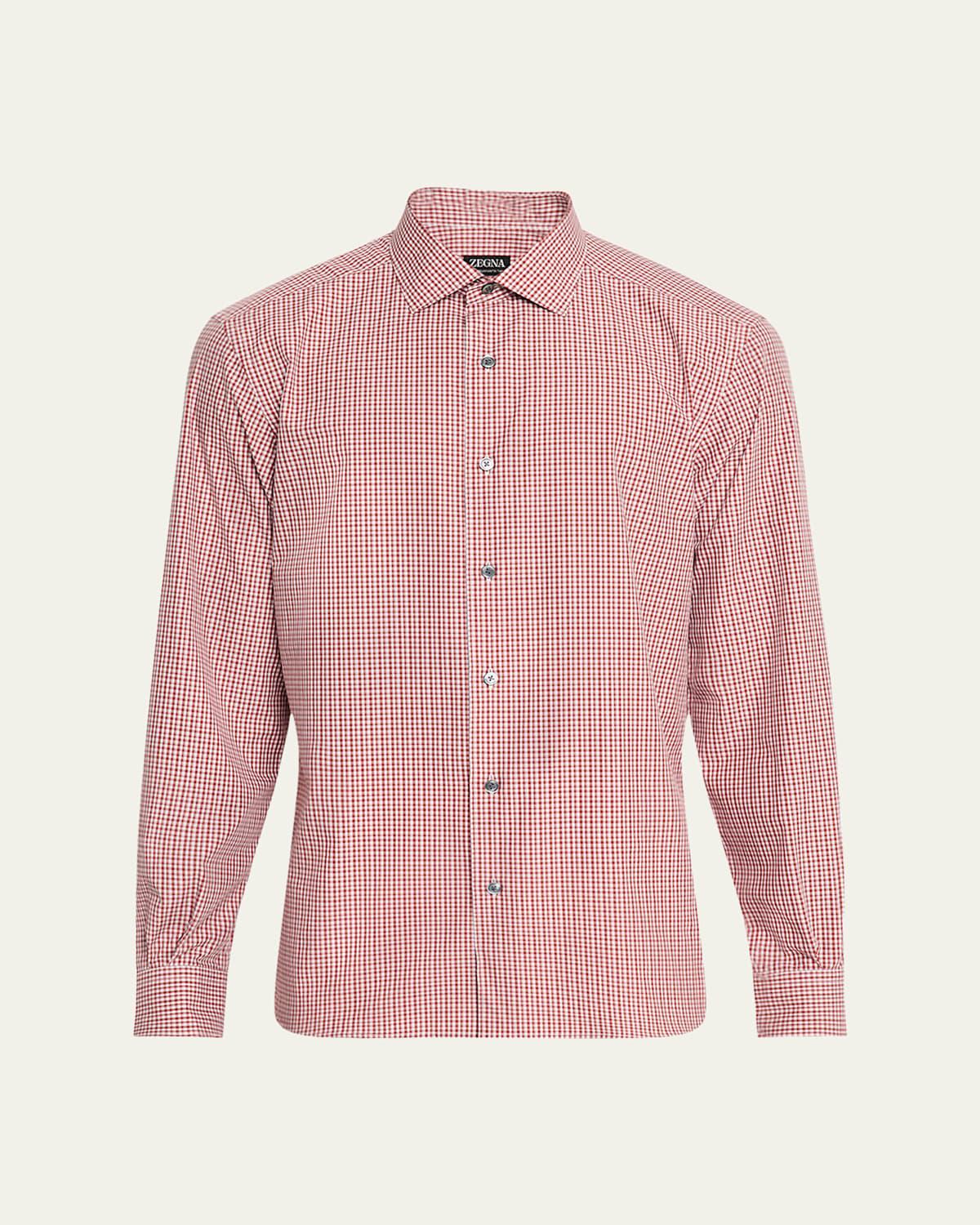 Men's Cotton Check Casual Button-Down Shirt Product Image
