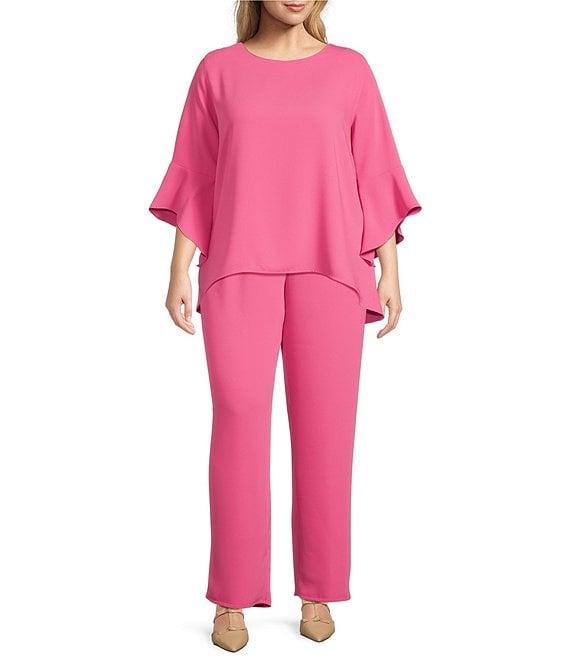 Caroline Rose Plus Size Matte Crepe Pull-On Straight Leg Pants Product Image