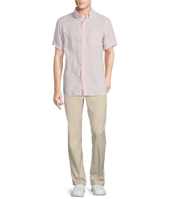 Cremieux Blue Label French Linen Stripe Short Sleeve Woven Shirt Product Image