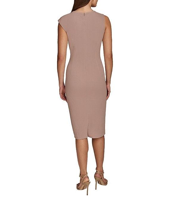 Donna Karan Crepe Jersey Crew Neck Sleeveless Chain Belted Midi Dress Product Image