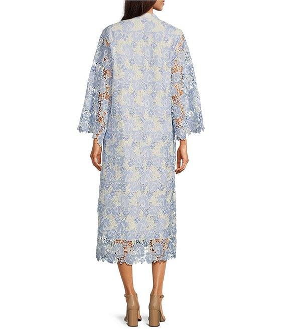 J.Marie Maggie Lace Split V-Neck 3/4 Sleeve Midi Shift Dress Product Image
