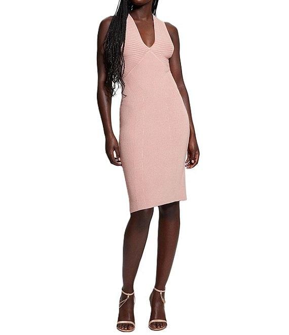 Guess Carista Rib Knit Cross-Back Knee Length Dress Product Image
