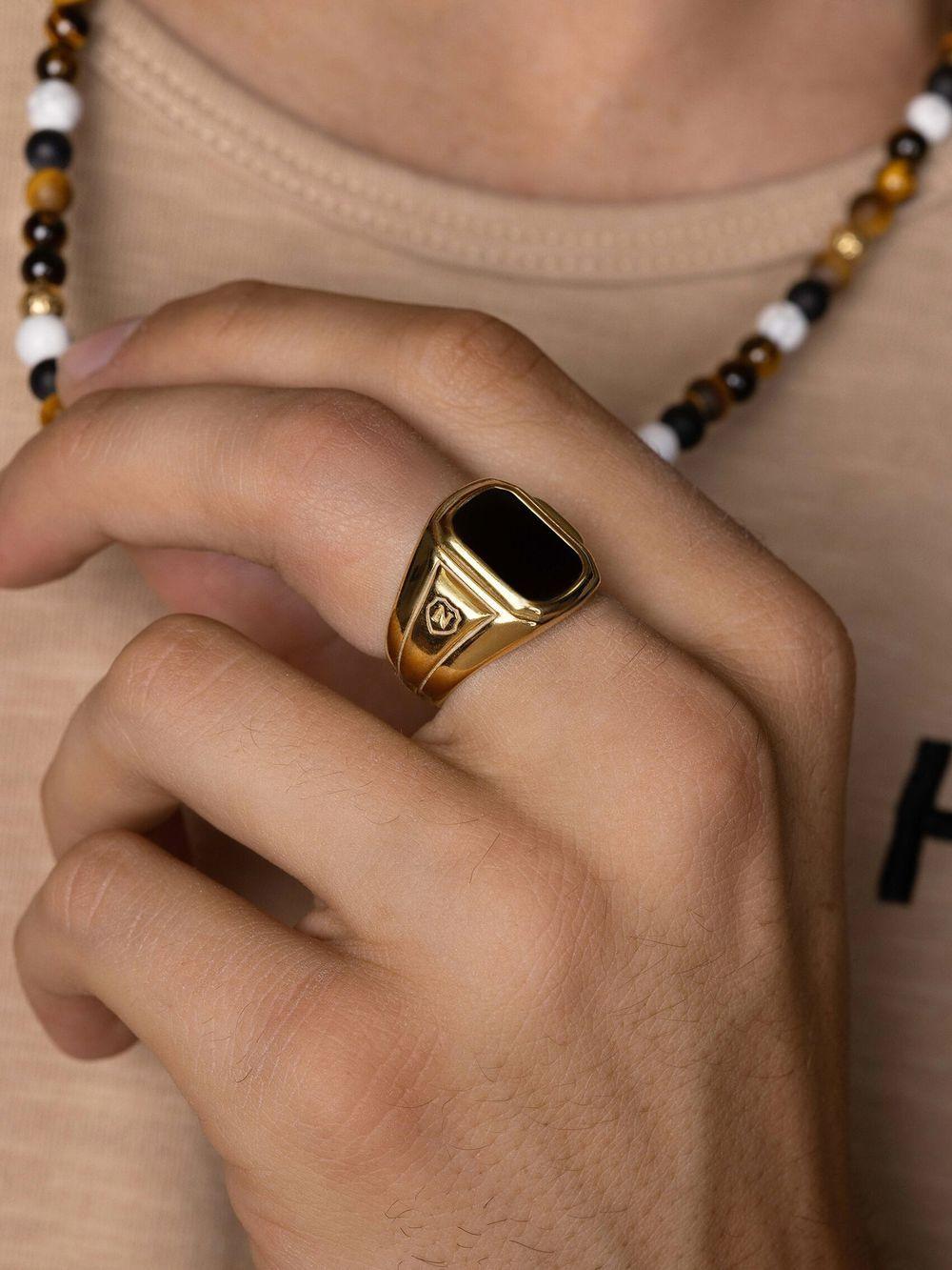 oblong gold-plated signet ring Product Image