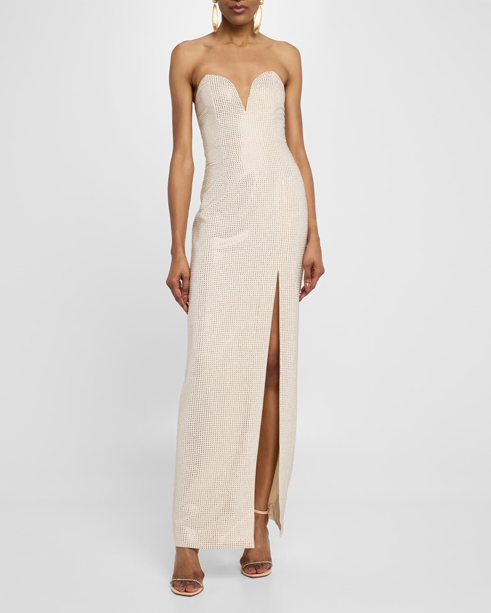 Strapless Plunge Diamante Column Gown Product Image