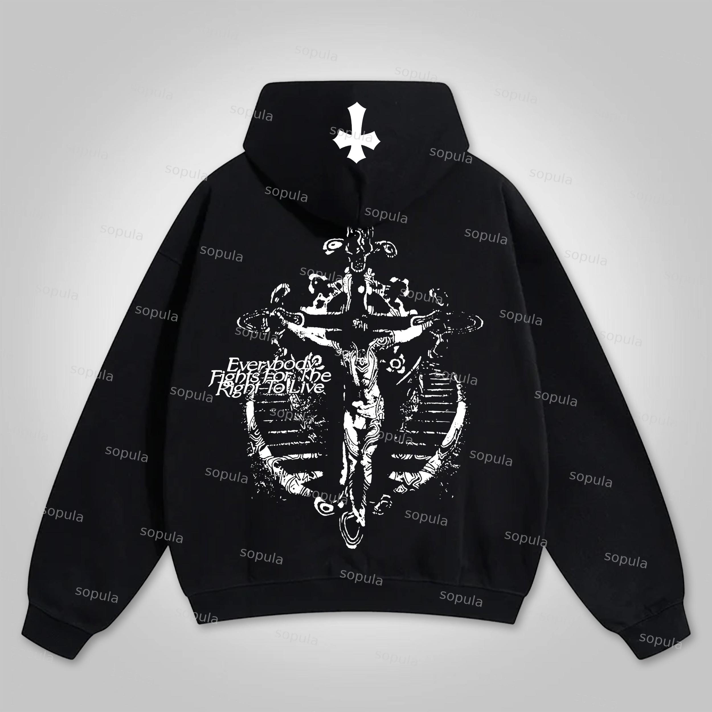 Sopula Vintage Peace Heaven Print Hoodie Product Image