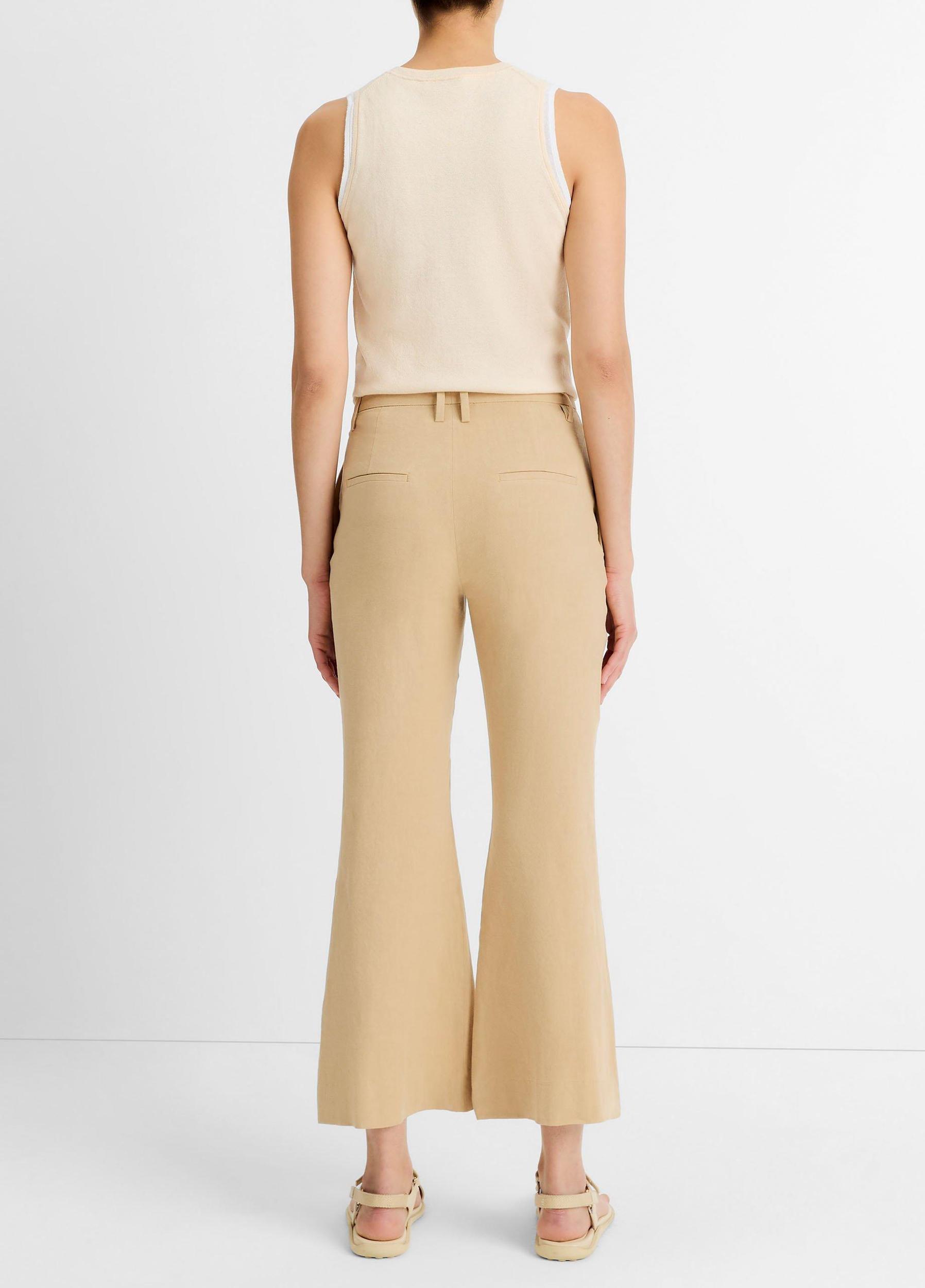 Linen-Blend Crop Flare Trouser Product Image