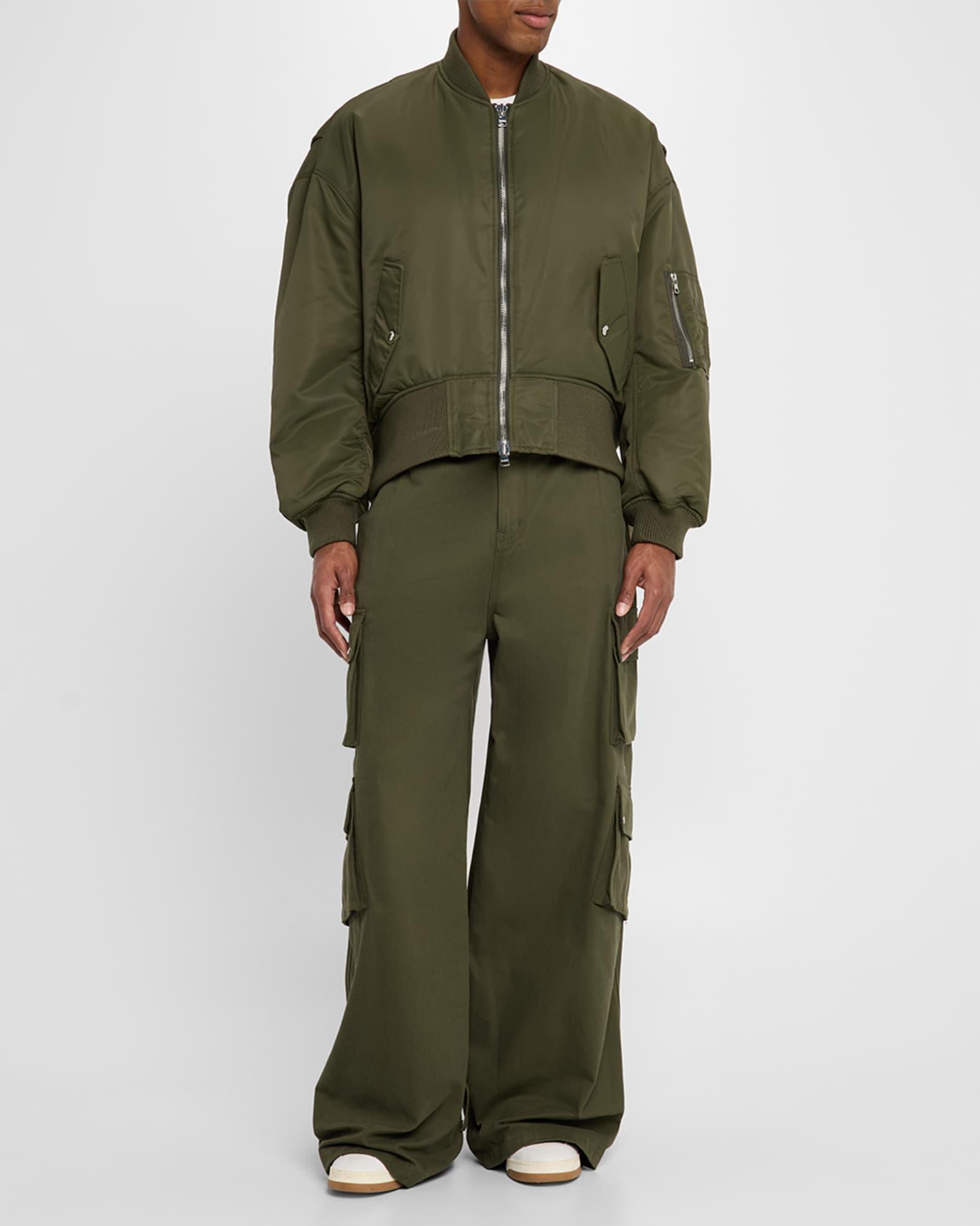 Men's Oversized Curved-Hem Bomber Jacket Product Image