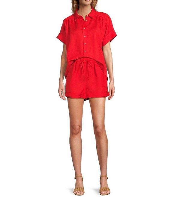 Antonio Melani Shyla Linen Blend Coordinating Collared Button Down Blouse Product Image