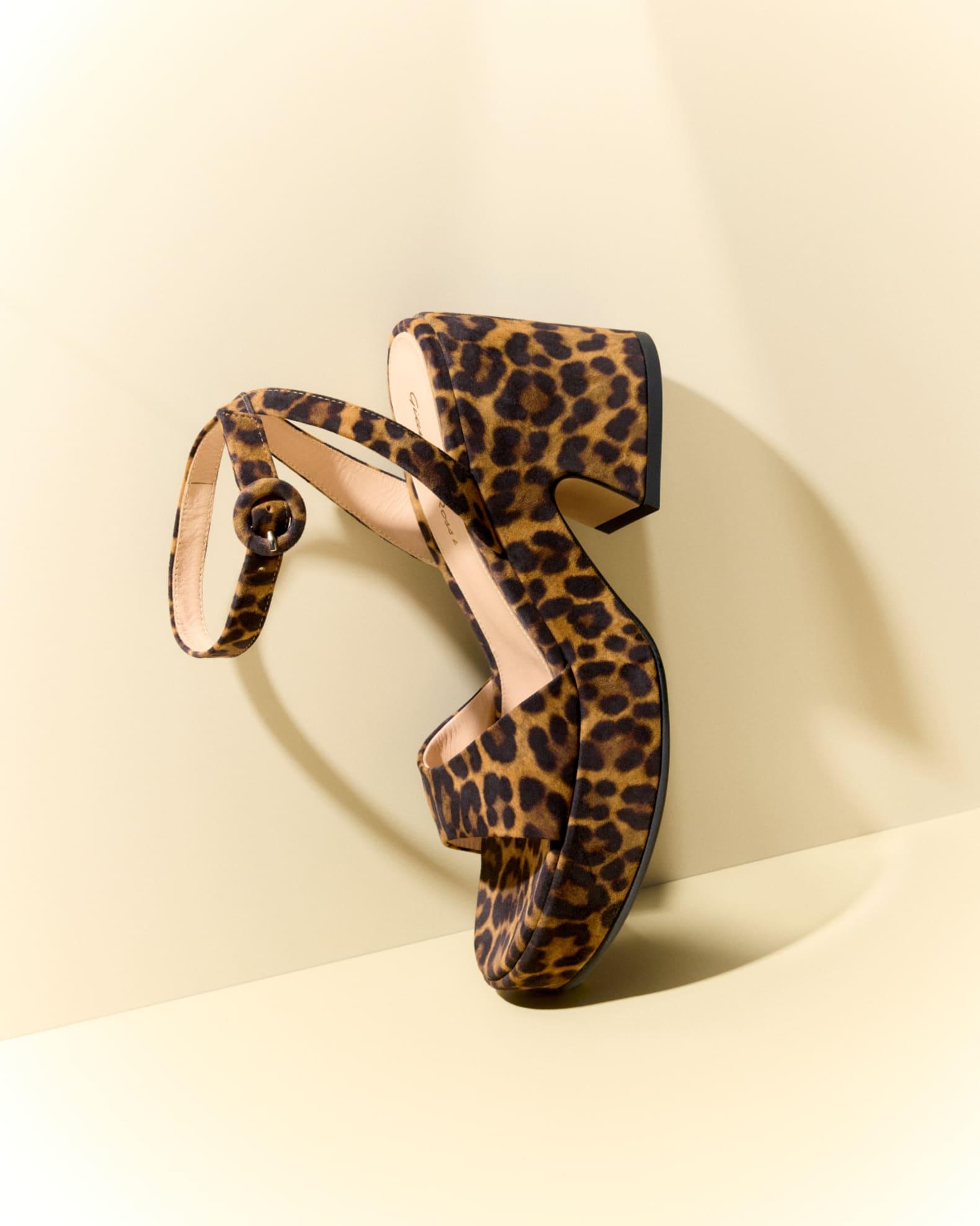 Alma Leopard Ankle-Strap Platform Sandals Product Image