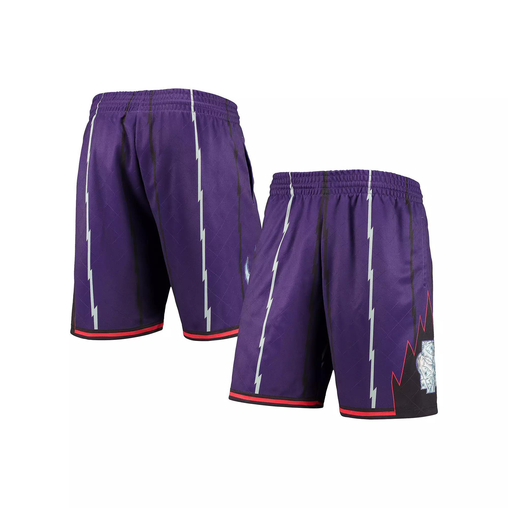 Men's Mitchell & Ness Purple Toronto Raptors 1998 Hardwood Classics 75th Anniversary Swingman Shorts,  Product Image