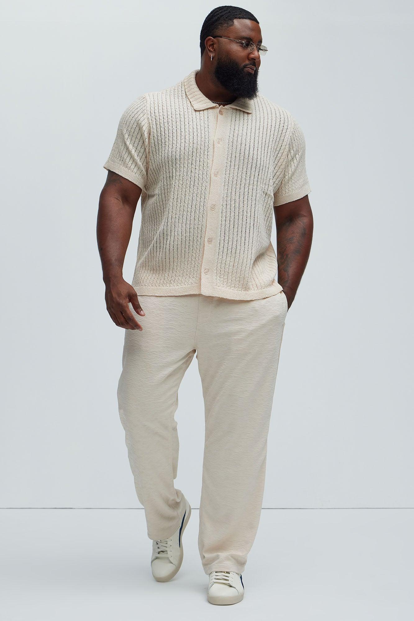 Perez Stripe Knit Shirt - Cream Product Image