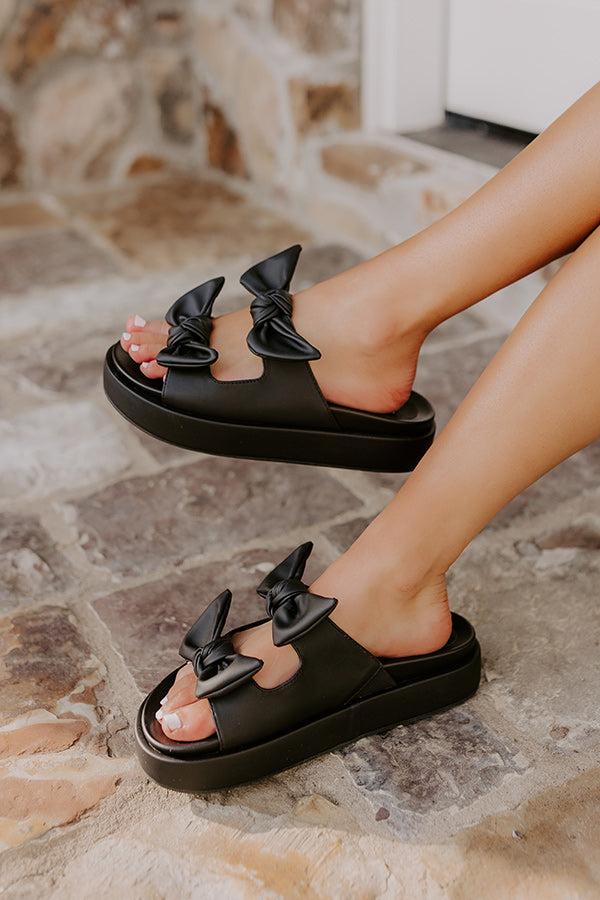 The Kiara Faux Leather Sandal in Black Product Image