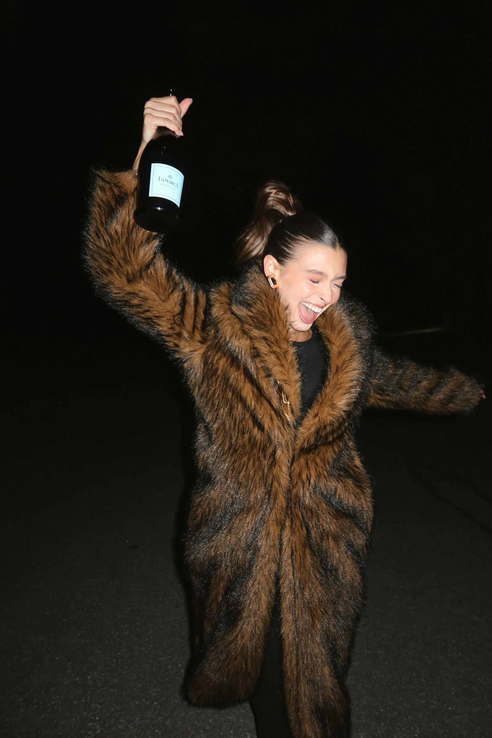 Manhattan Brown Faux Fur Coat Product Image