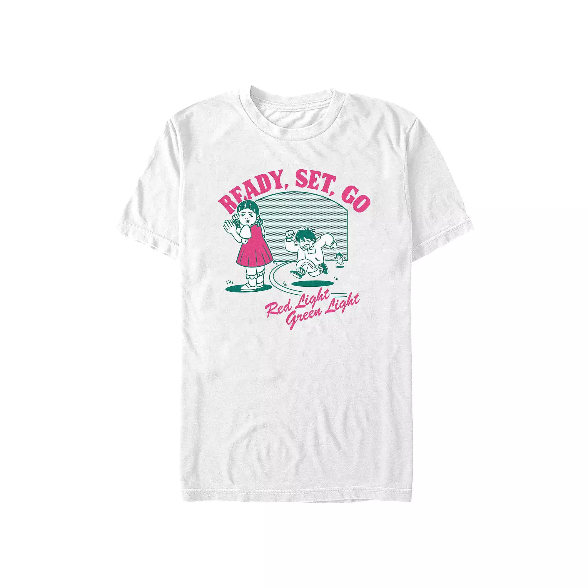 Men's Squid Game Ready, Set, Go Red Light Green Light Graphic Tee, Size: XXL, White Product Image
