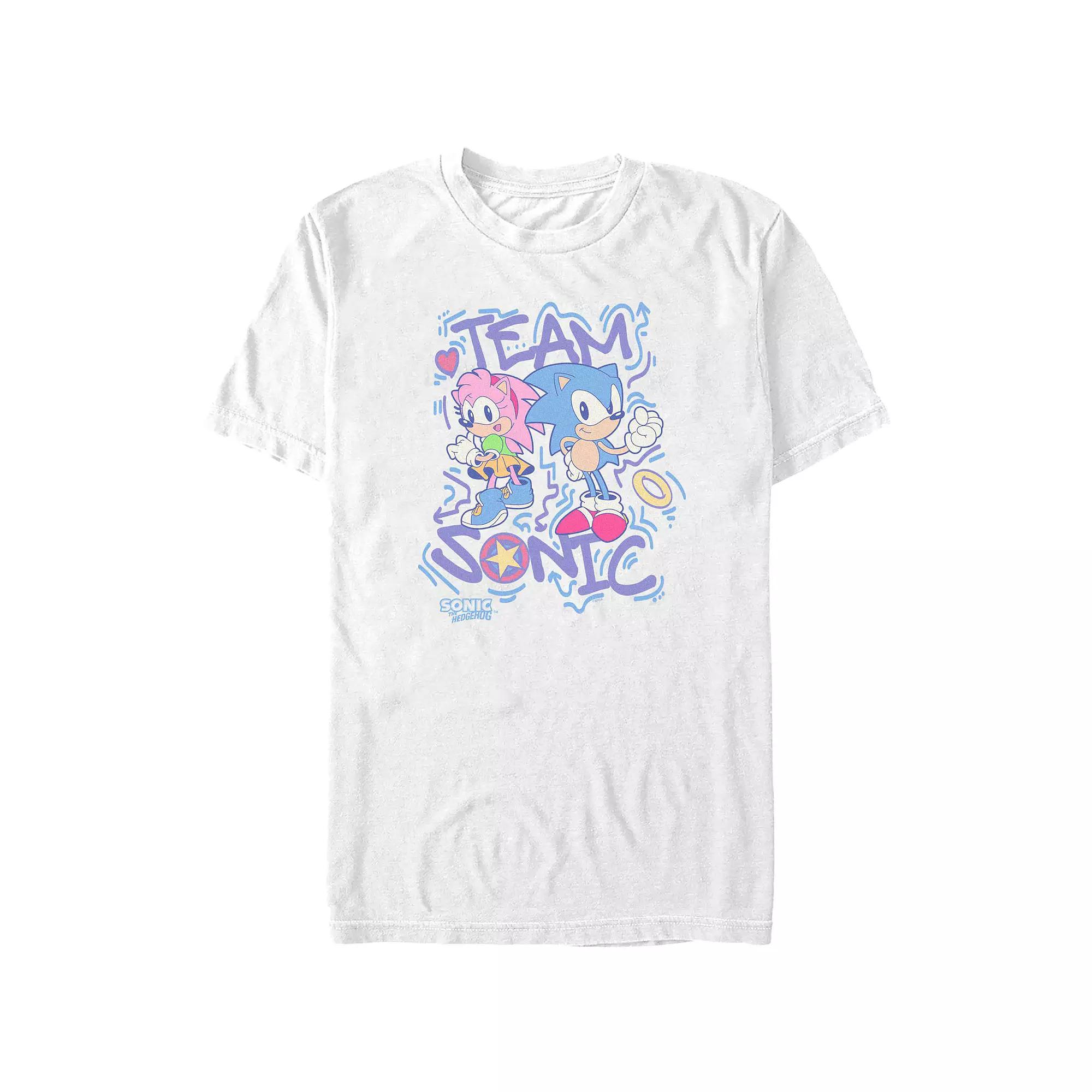 Men's Sonic The Hedgehog Team Sonic 90s Style Graphic Tee, Size: 4XL Tall, White Product Image