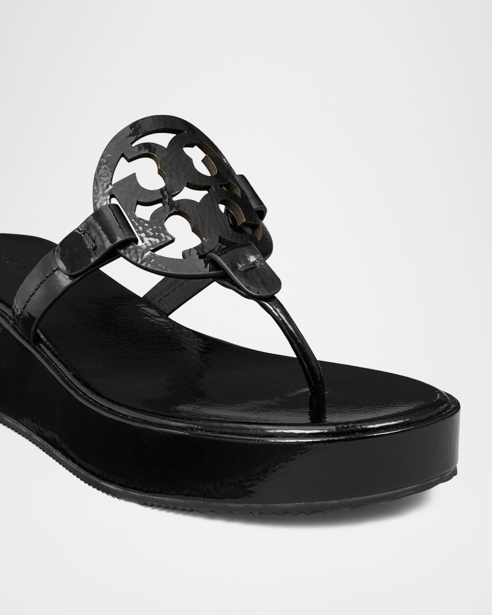 Miller Patent Leather Logo Wedge Thong Sandals Product Image