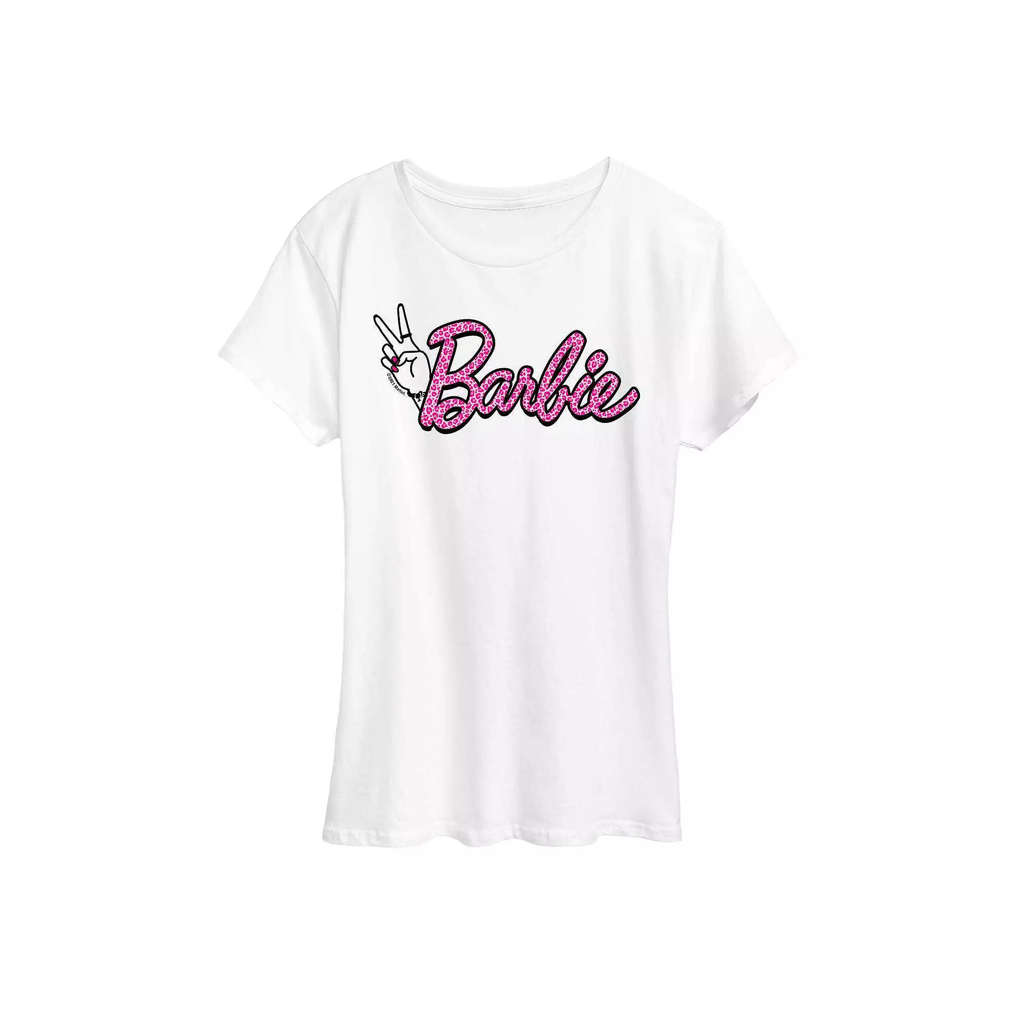 Women's Barbie® Pink Leopard Print Logo Graphic Tee, Girl's,  Product Image