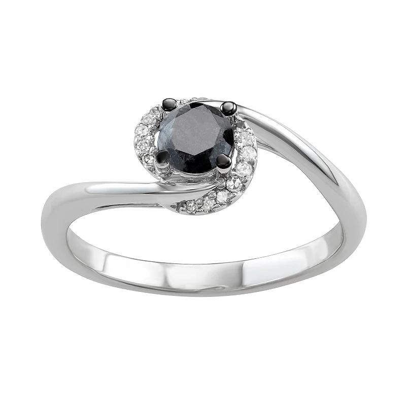 HDI 14k White Gold 1/2 Carat T.W. Black & White Diamond Ring, Women's,  Product Image