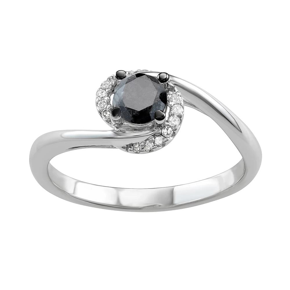 HDI 14k White Gold 1/2 Carat T.W. Black & White Diamond Ring, Women's,  Product Image