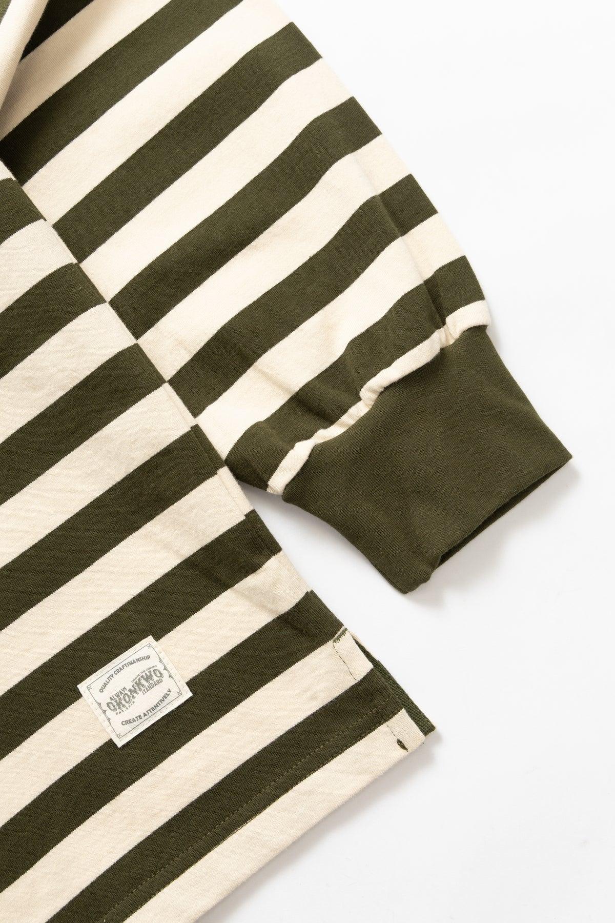 Okonkwo MFG - Long Sleeve Striped Polo Shirt - Olive Product Image