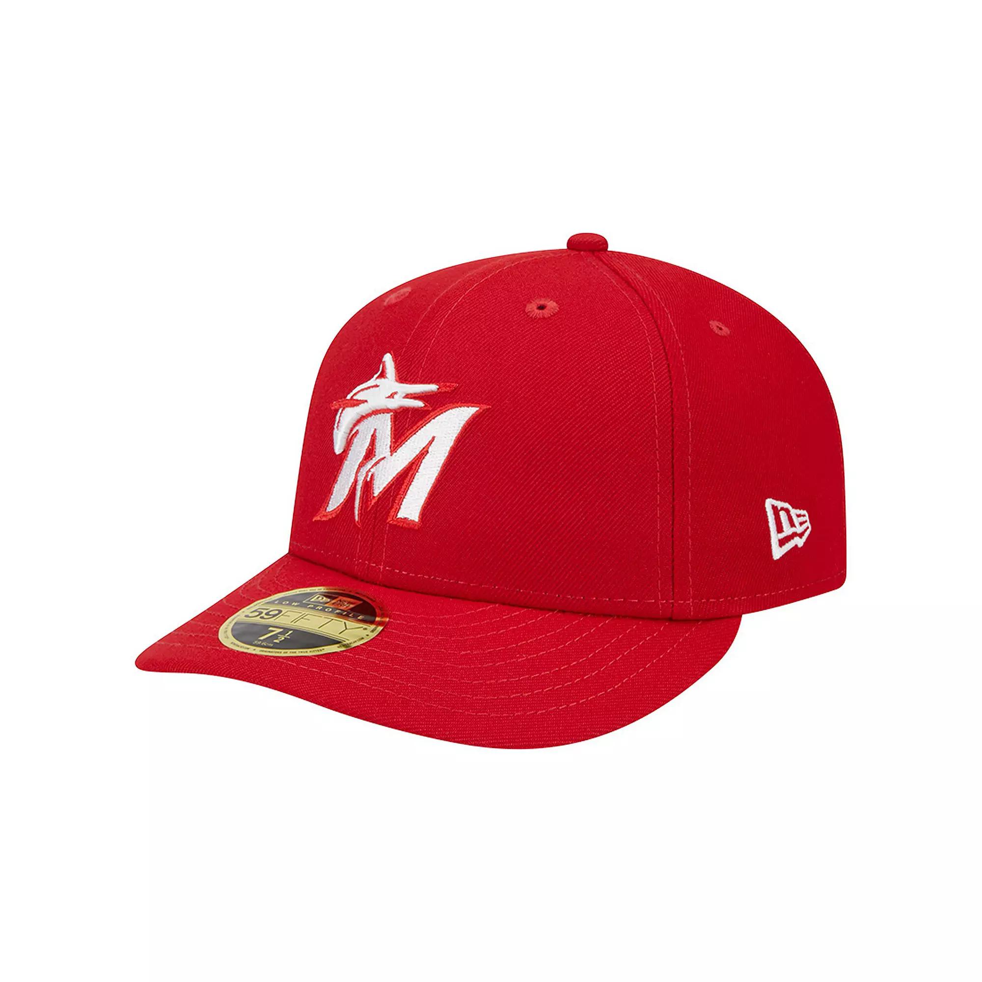 Men's New Era Scarlet Miami Marlins Low Profile 59FIFTY Fitted Hat,  Product Image