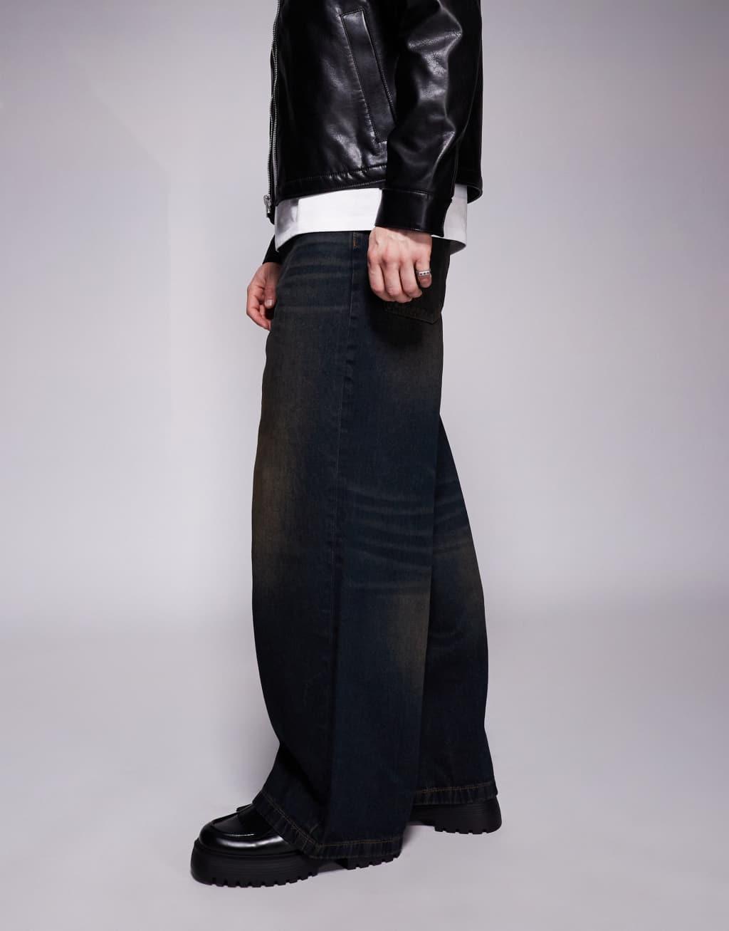 ASOS DESIGN super baggy fit jeans in black wash Product Image
