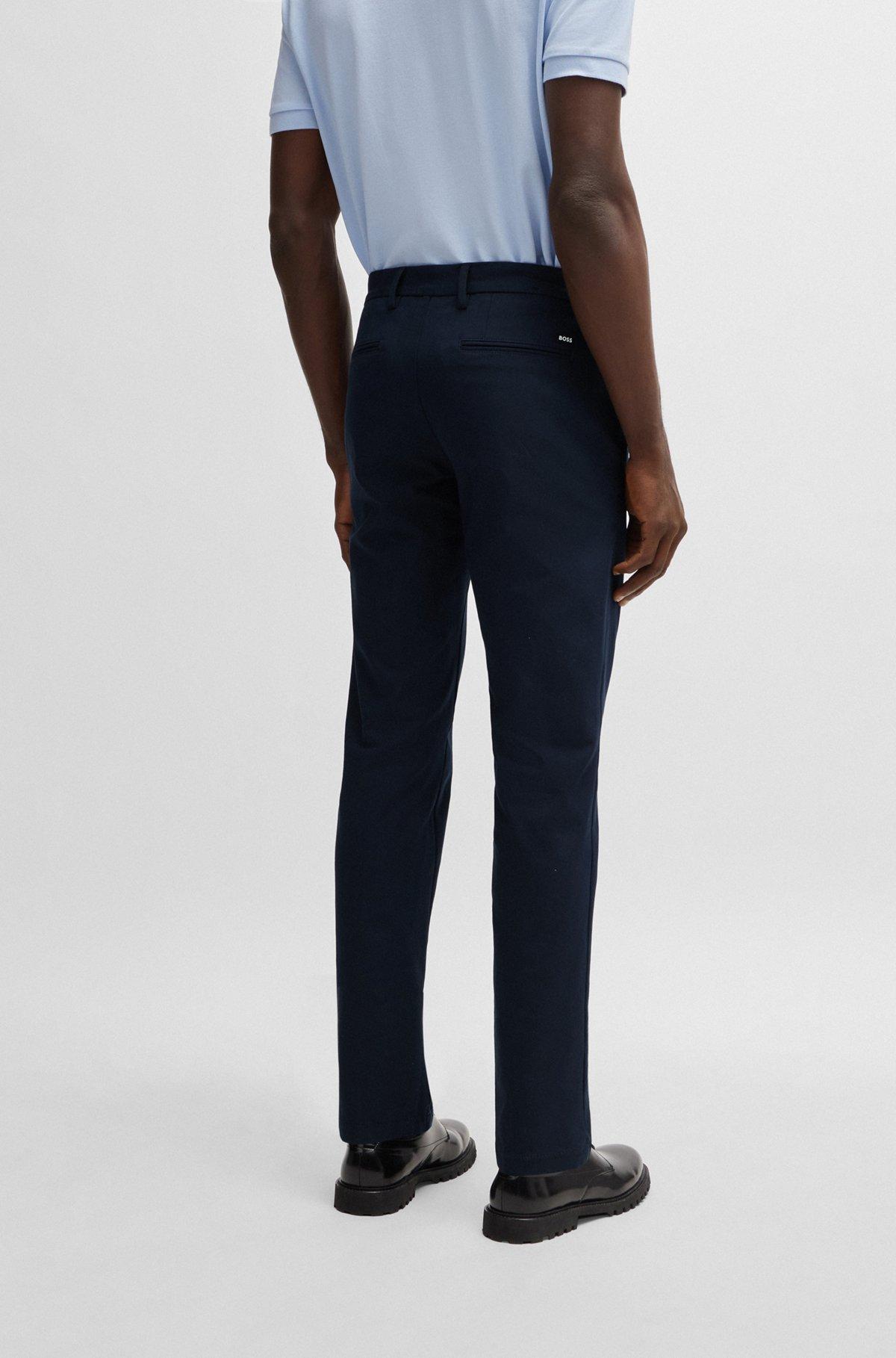 BOSS - Slim-fit trousers in stretch cotton - Dark Blue Product Image