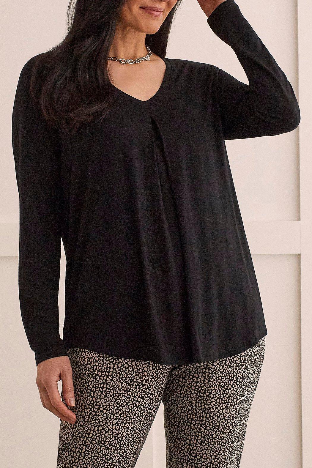 Black Jersey Pleated Top Product Image