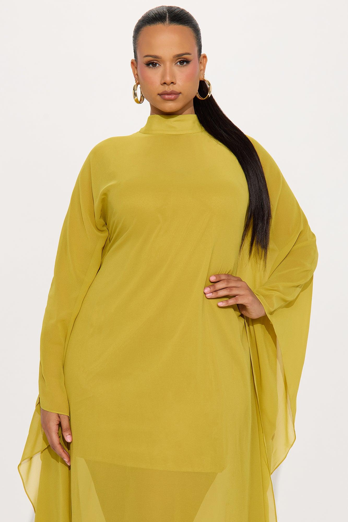Flying High Chiffon Maxi Dress - Chartreuse Female Product Image