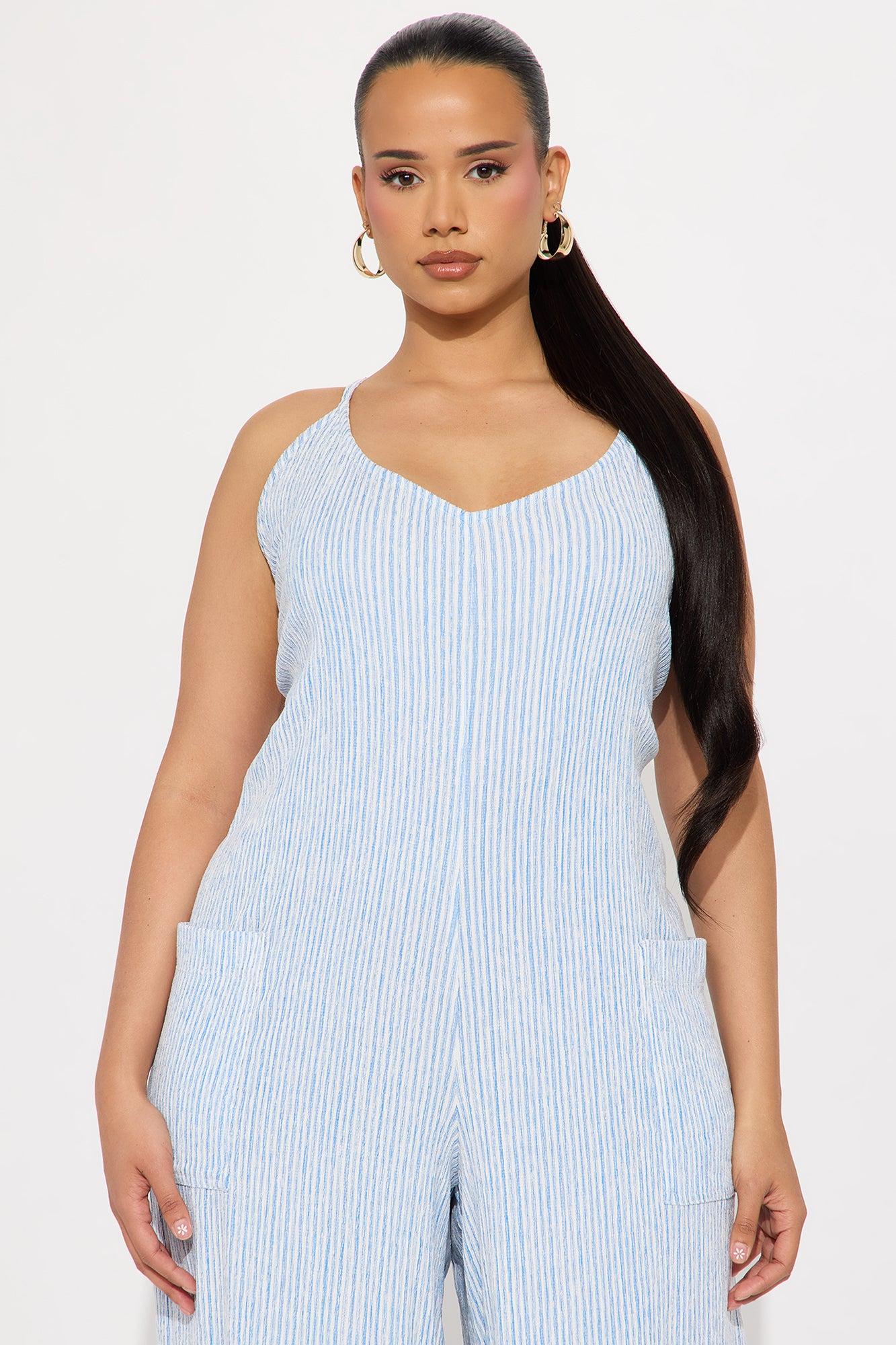 Beachside Cutie Jumpsuit - Blue/combo Product Image