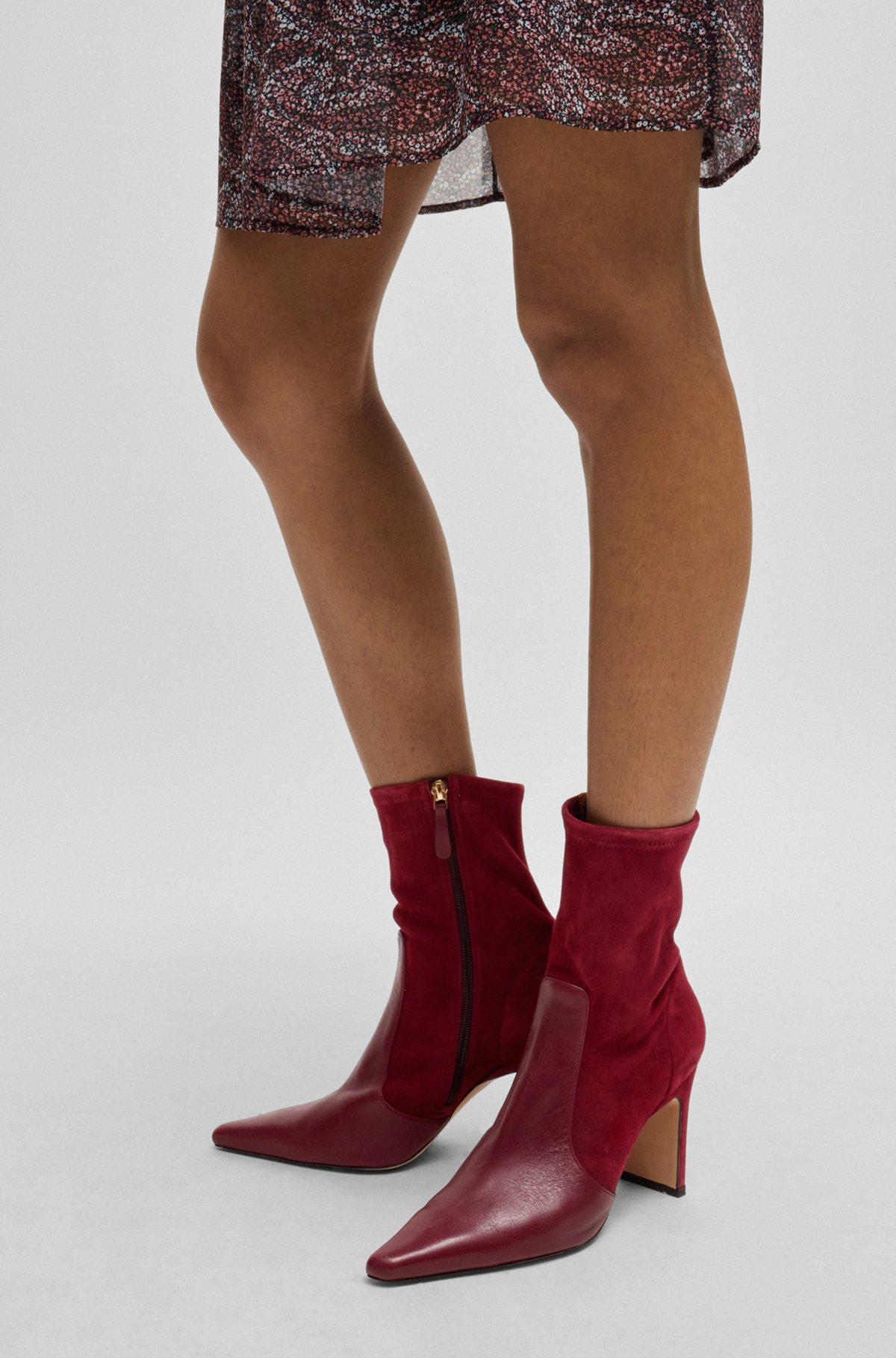 Ankle boots in suede and leather with side zip Product Image
