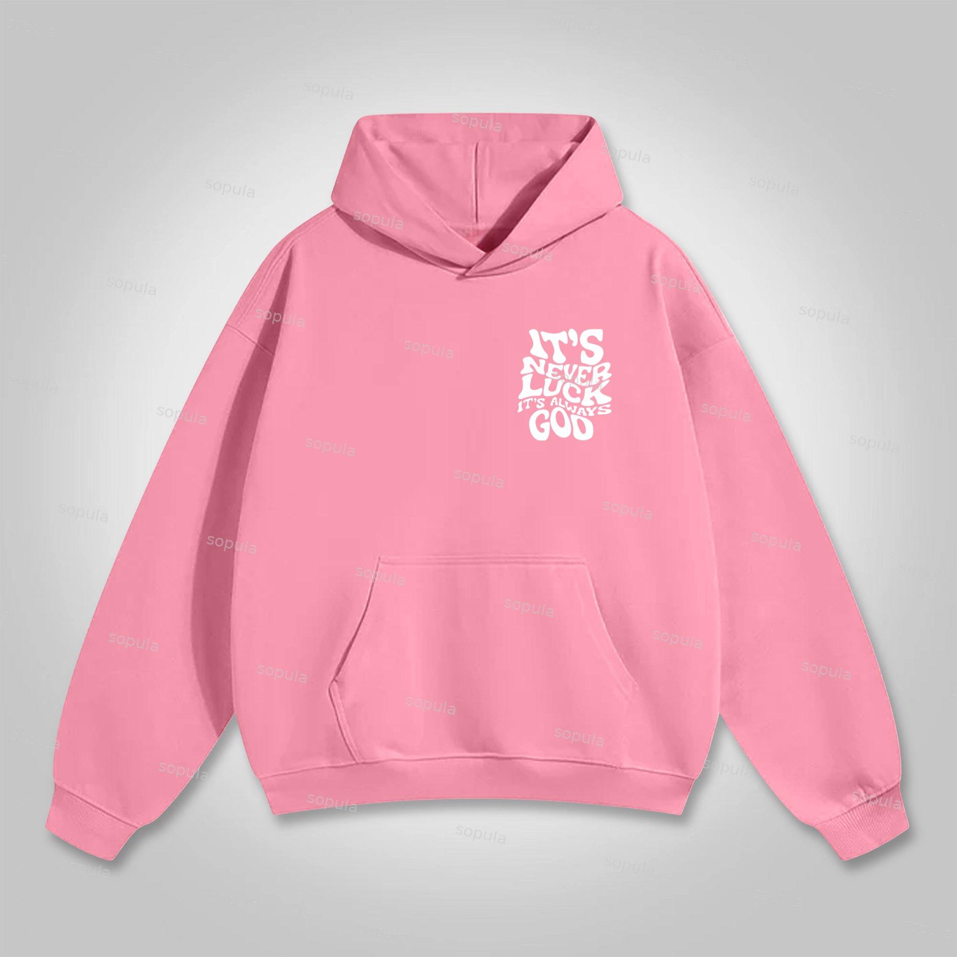Sopula It's Never Luck, It's Always God Graphic Cotton Hoodie Product Image