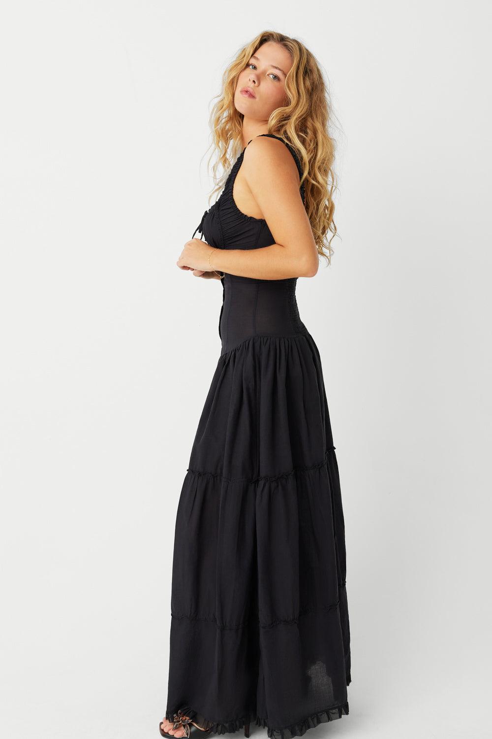 Christabelle Ruffle Maxi Dress - Black Product Image