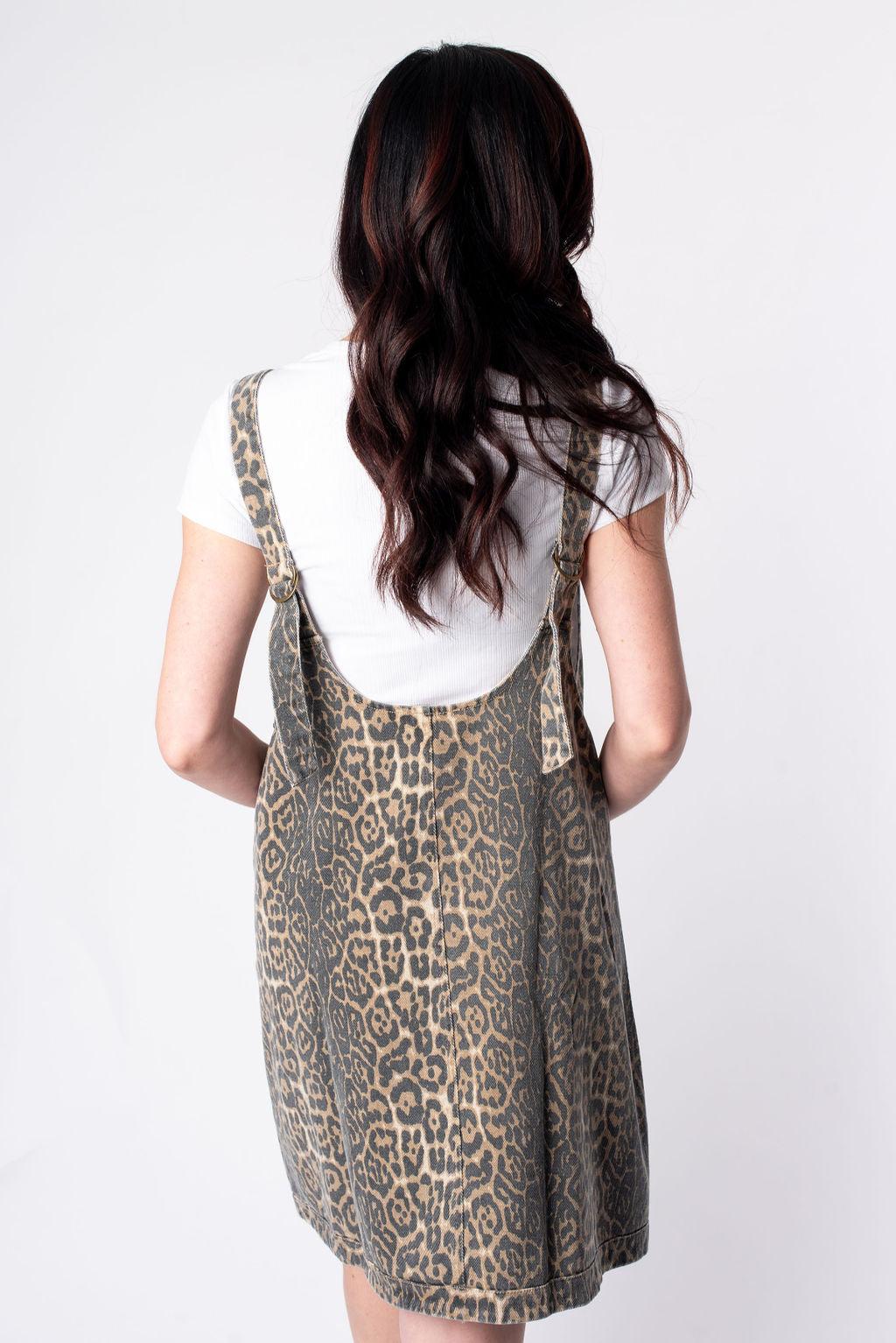 Carly Leopard Denim Dress Product Image