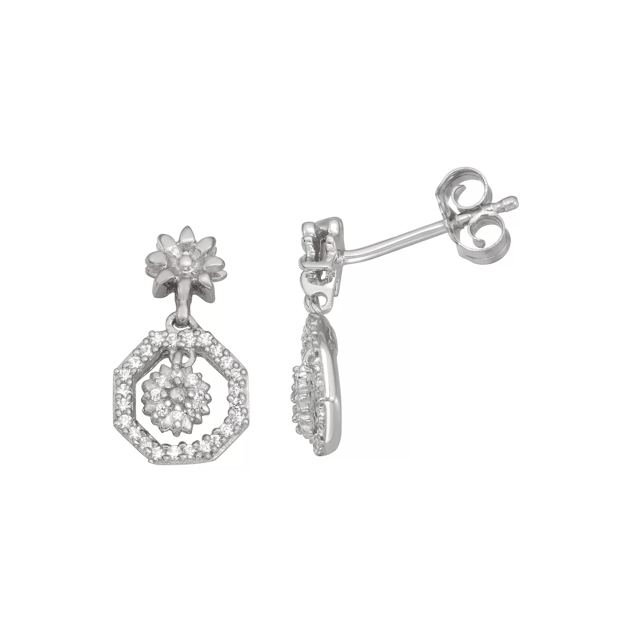 Jewelexcess Sterling Silver 1/6 Carat T.W. Diamond Drop Earrings, Women's, Silver Tone Product Image