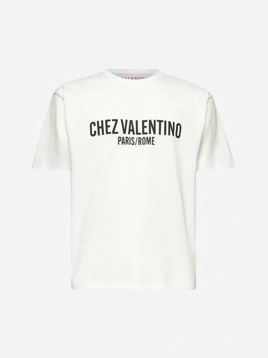 VALENTINO Cotton Crew Neck T-shirt With Graphic Print In White Product Image