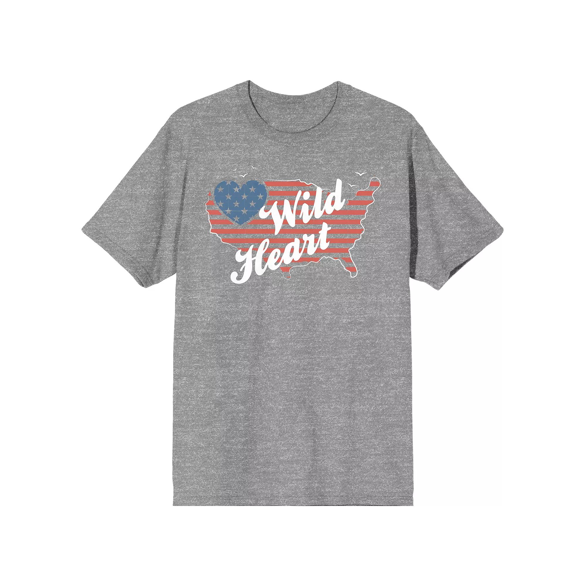 Men's Americana Wild Heart Tee, Size: Medium, Grey Product Image