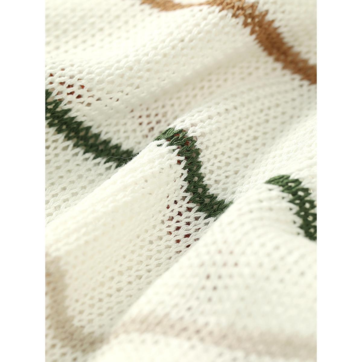 Plus Size Rainbow Striped Mesh Lightweight Pullover Multicolor Women Casual Loose Long Sleeve Open Front Everyday Pullovers BloomChic 28/5X Product Image