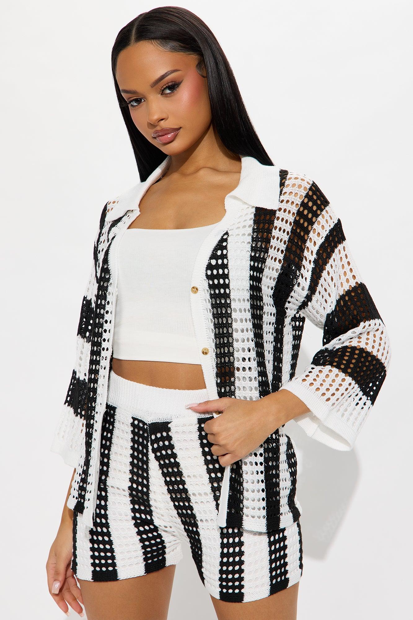 Ocean Breeze Crochet Short Set - Black/combo Female Product Image