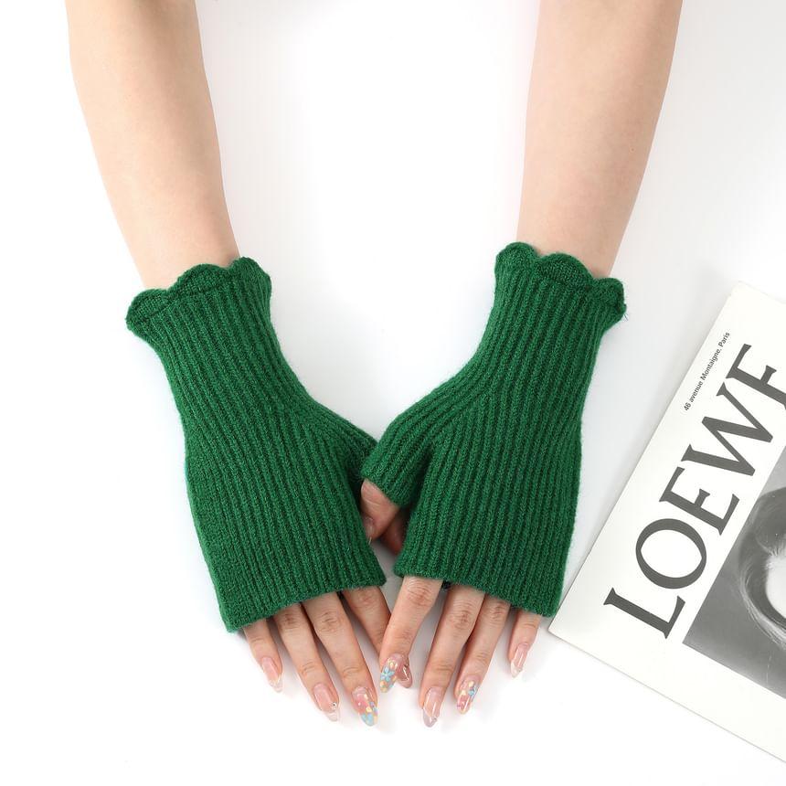 Ribbed Knit Fingerless Gloves Product Image