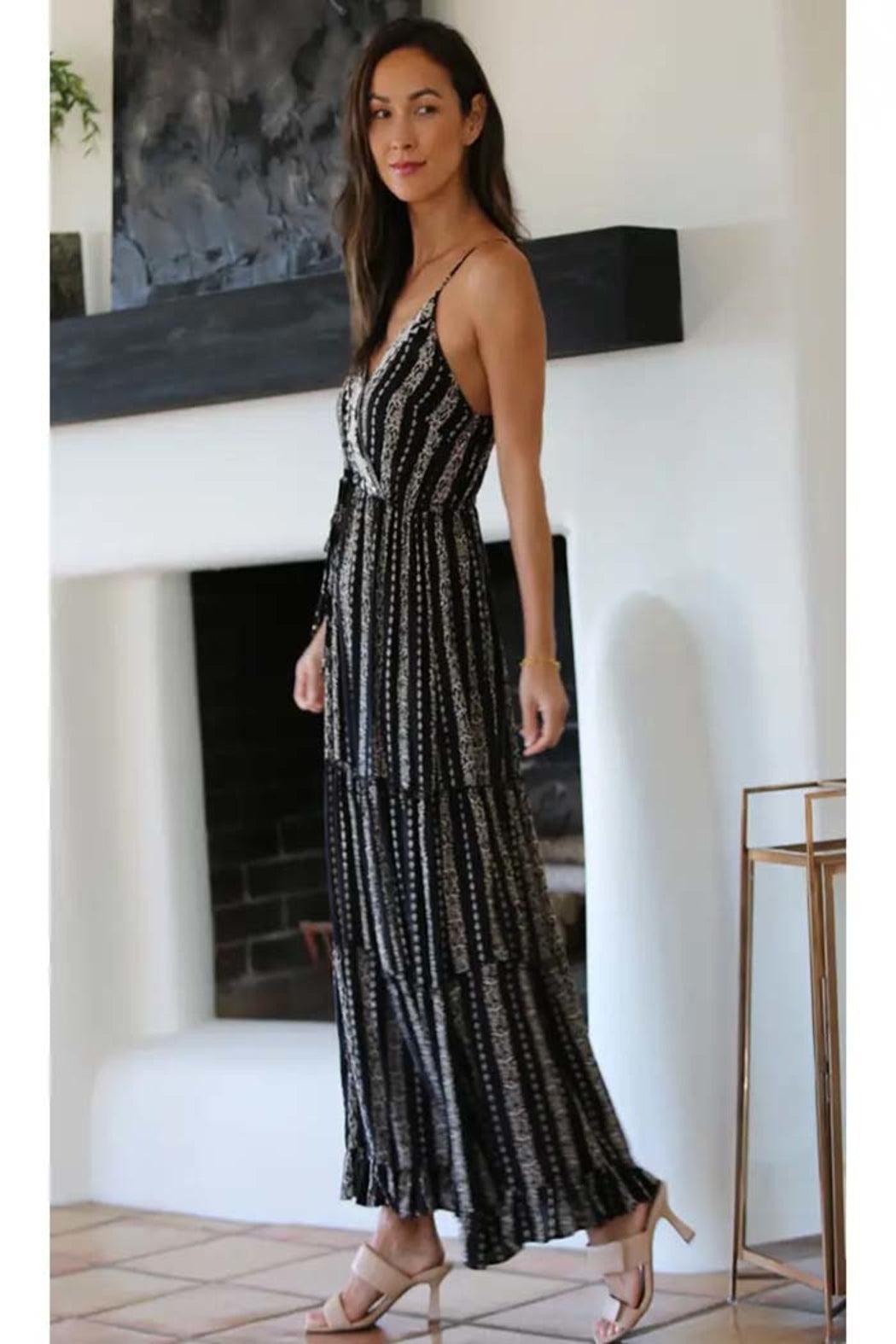 Embroidered Neckline V Neck Maxi Dress Product Image