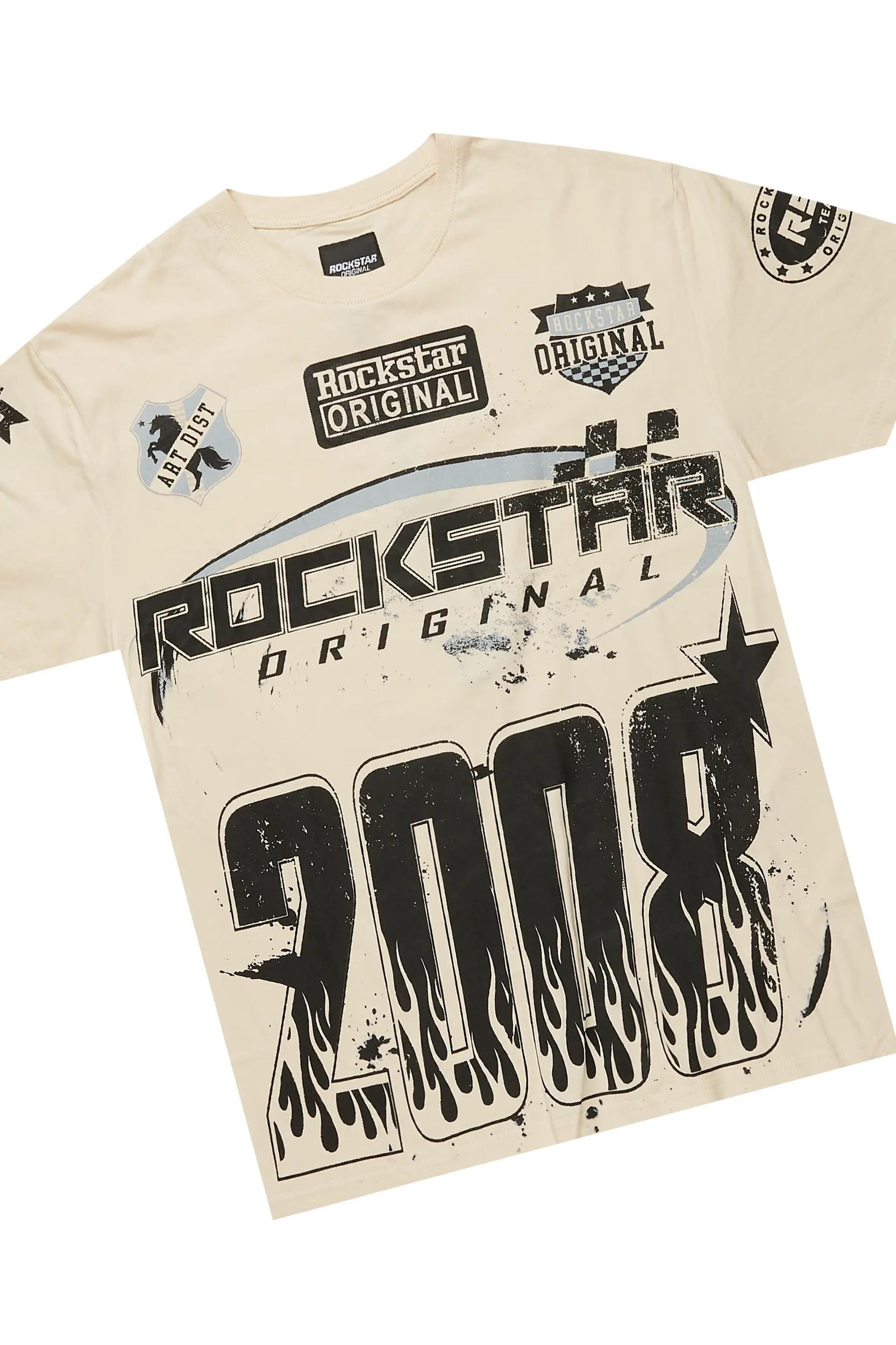 Amos Beige Graphic T-Shirt Short Set Male Product Image