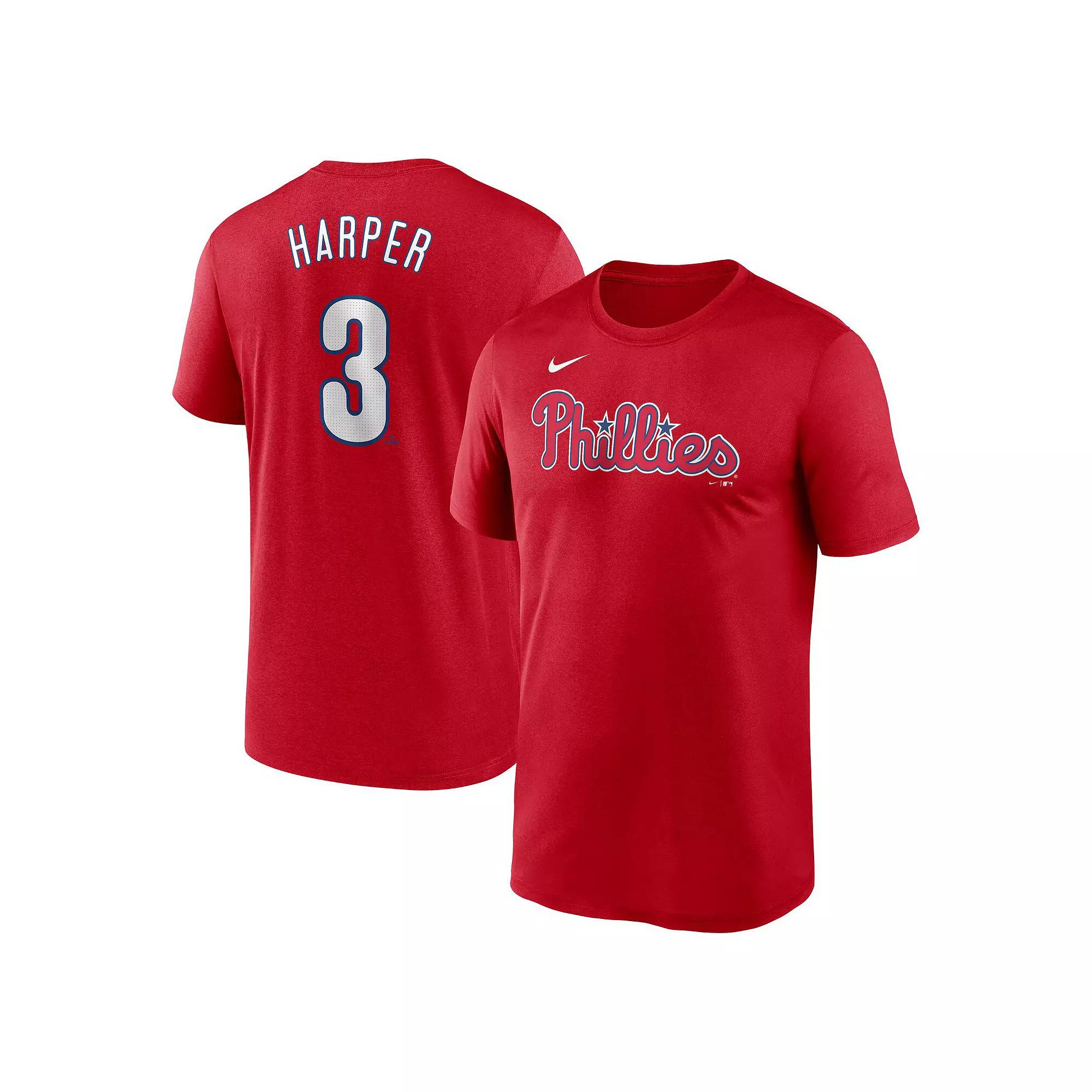 Men's Nike Bryce Harper Red Philadelphia Phillies Legend Name & Number Performance T-Shirt,  Product Image