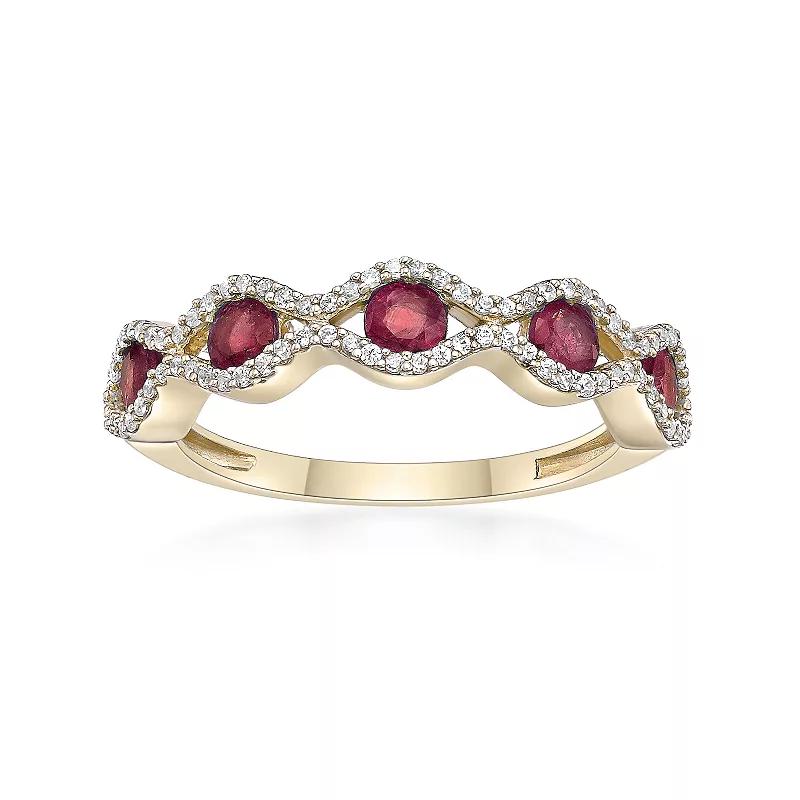 Gemminded 10k White Gold Sapphire & 1/4 Carat T.W. Diamond Ring, Women's,  Product Image