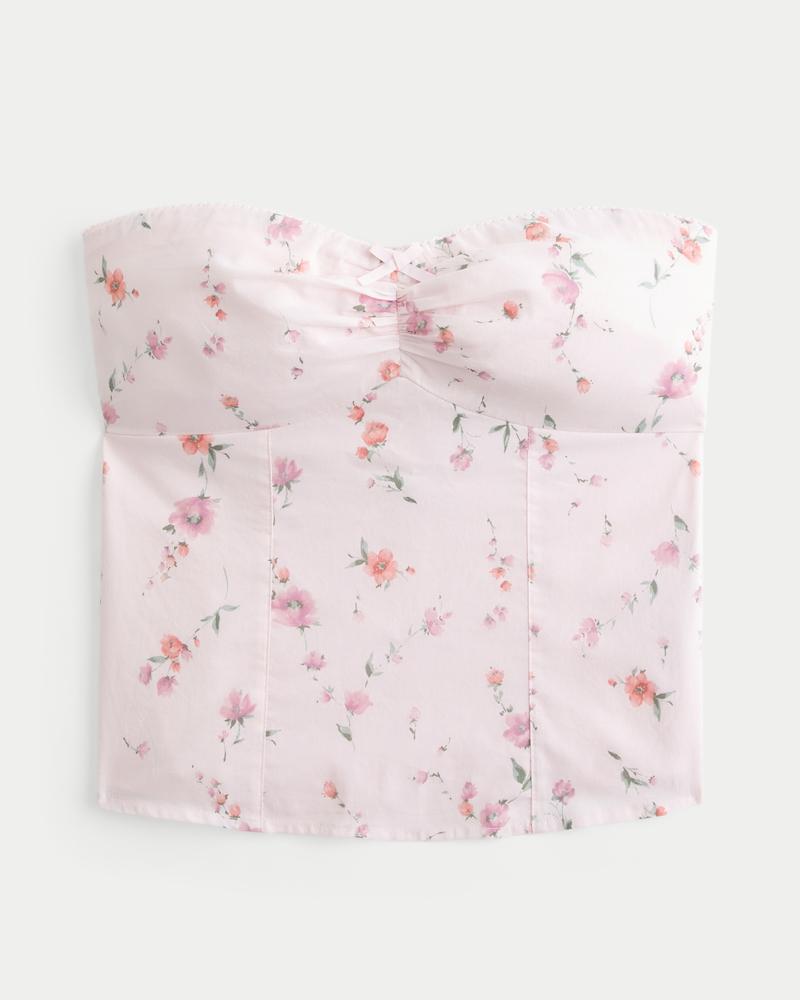 Strapless Picot Lace Trim Top Product Image