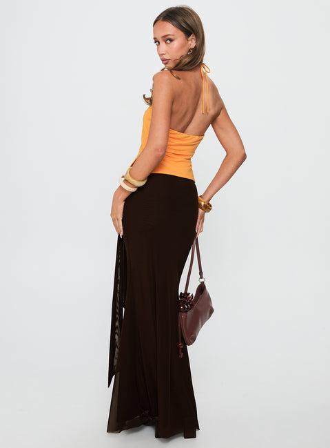 Caviar Tie Maxi Skirt Chocolate Product Image