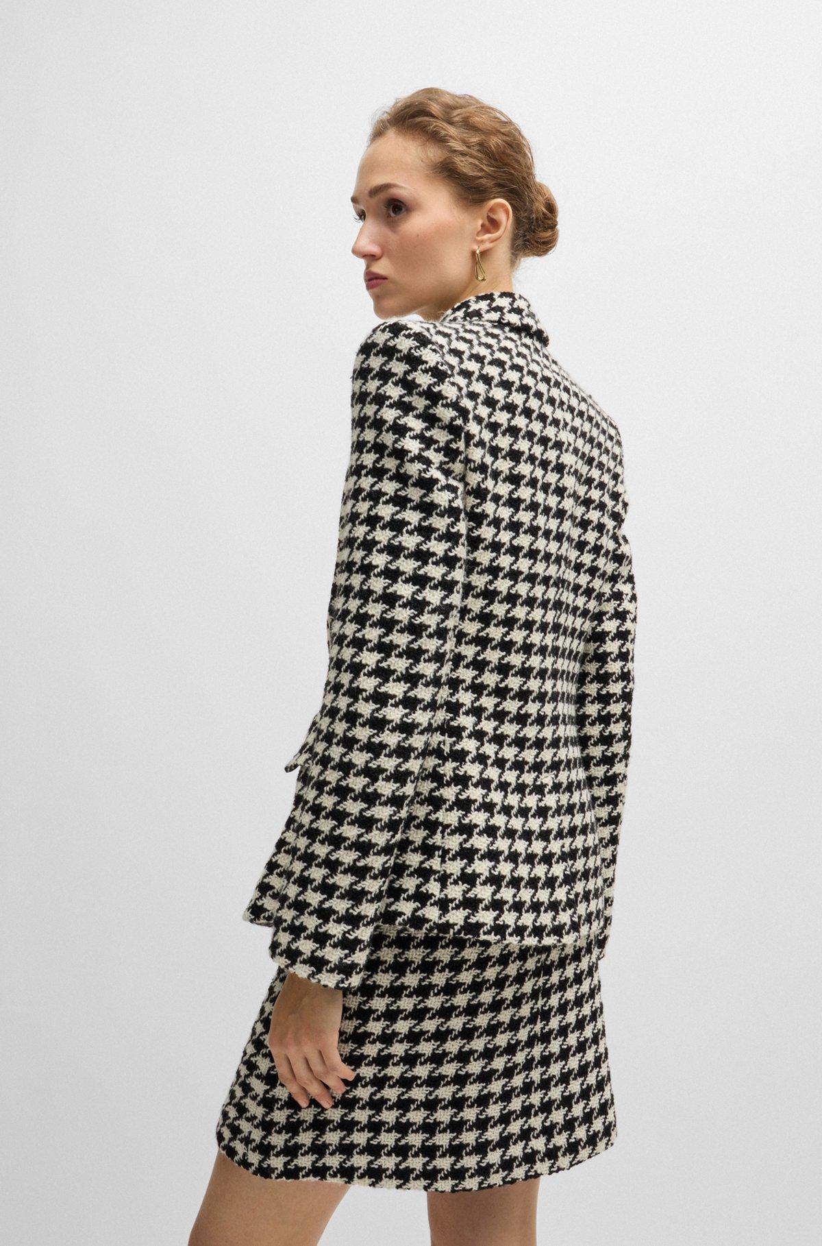 BOSS - Slim-fit jacket in houndstooth fabric with metallic trims - Patterned Product Image