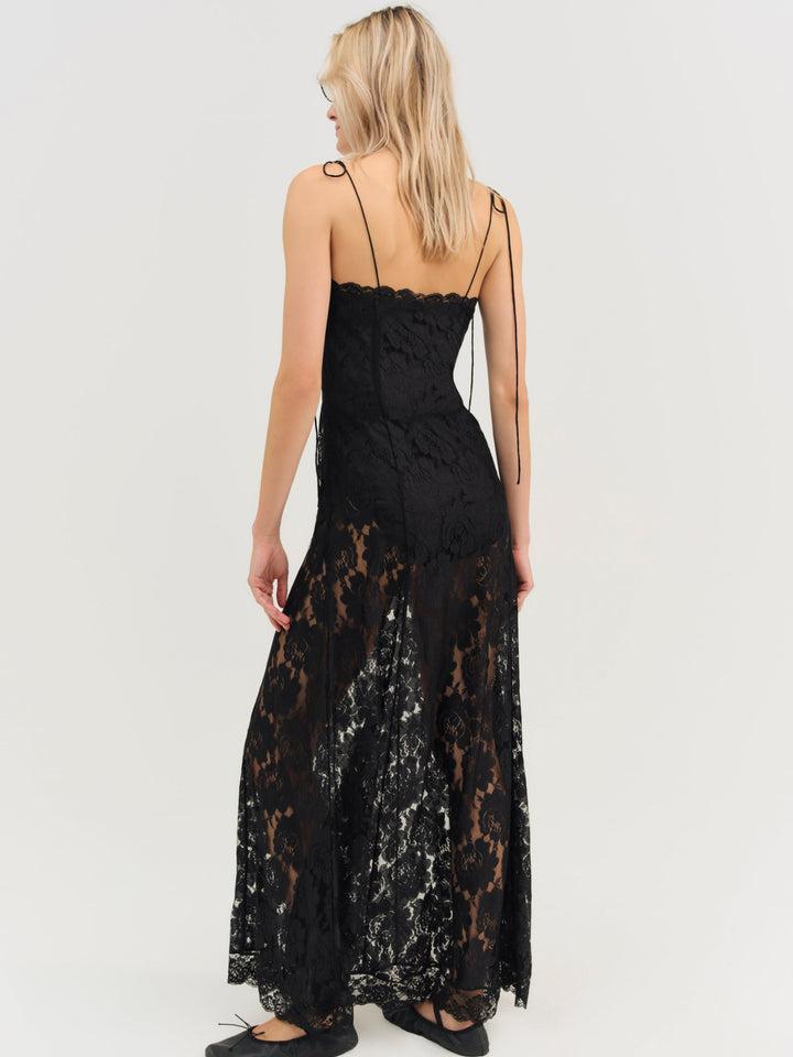 Claudia Rose Lace Maxi Dress — Black Product Image